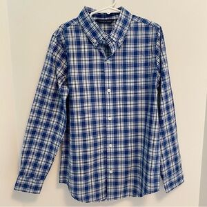 Janie and Jack Boy's Blue and White Plaid Button Down Shirt Size 8 New With Tag